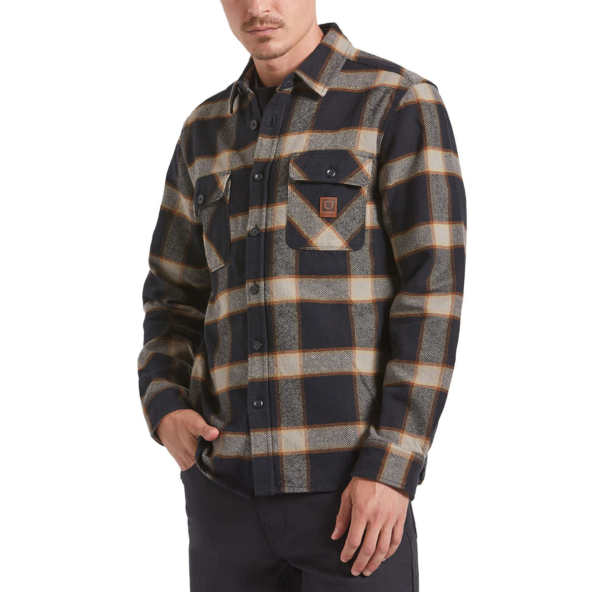 Brixton Bowery Heavyweight Flannel Shirt - Black/Cream image 1