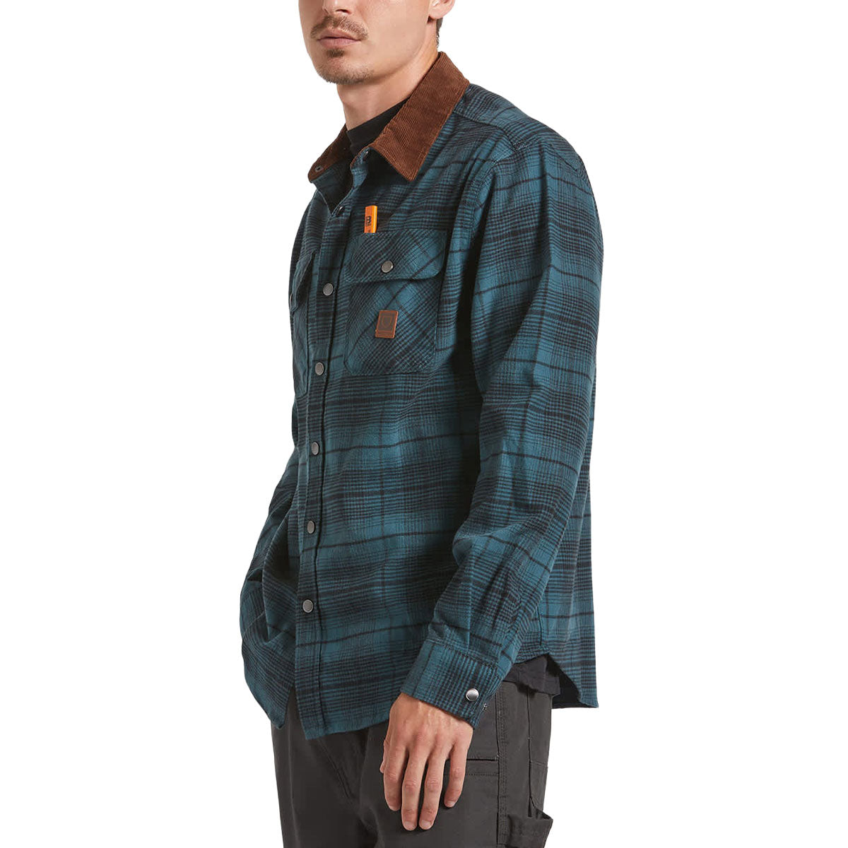 Brixton Builders Bowery Perf Flannel Shirt - Night Sage/Black image 4