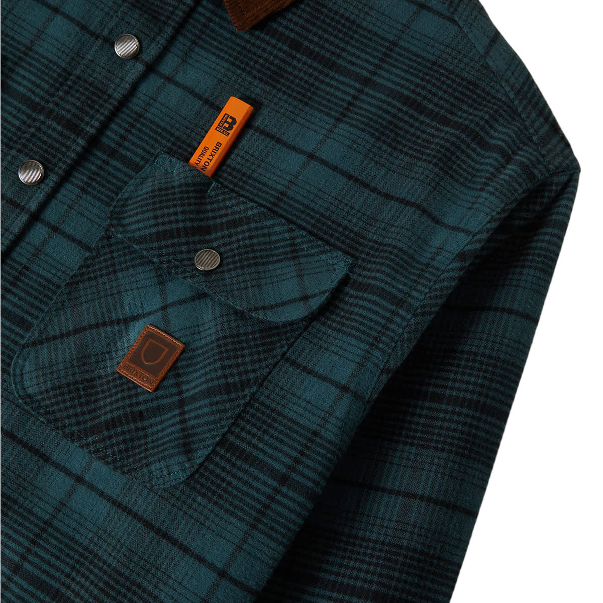 Brixton Builders Bowery Perf Flannel Shirt - Night Sage/Black image 5