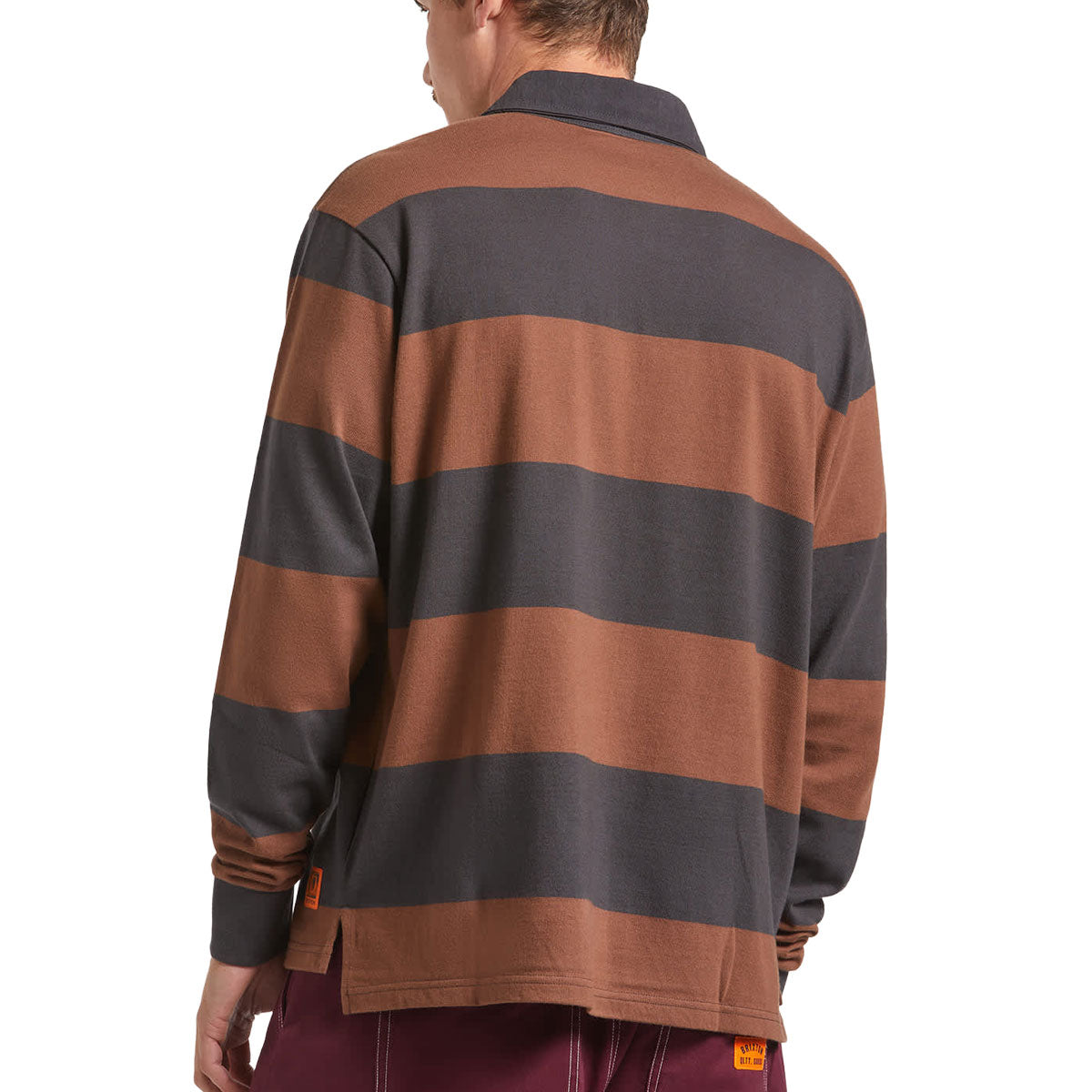 Brixton Union Heavyweight Rugby Polo Shirt - Washed Black/Pinecown Brown image 2