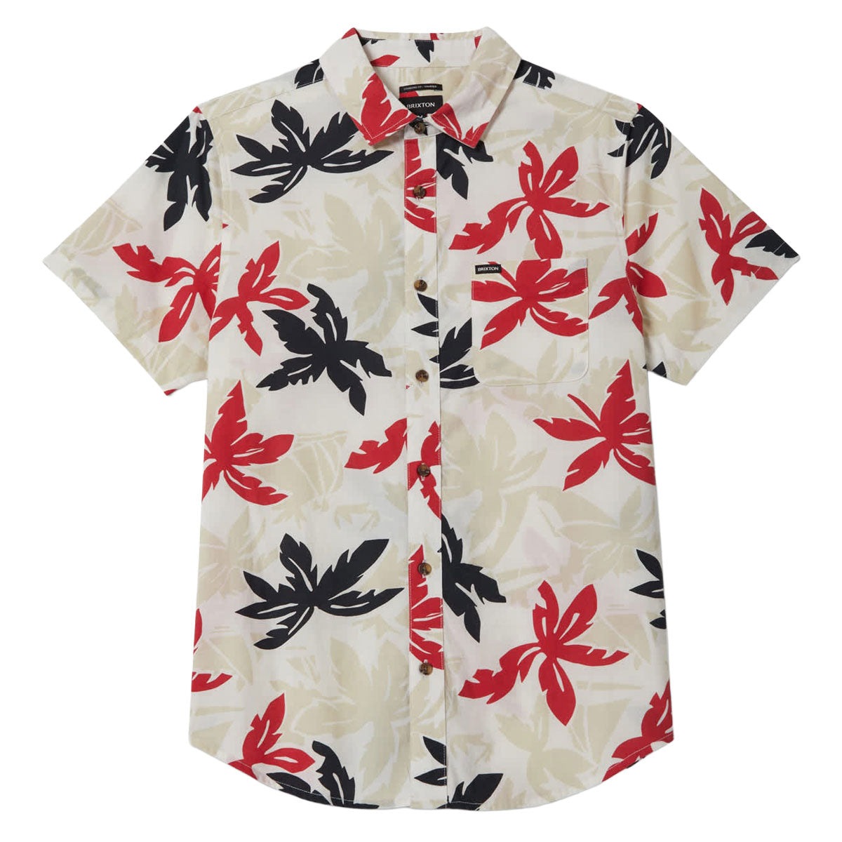 Brixton Charter Print Shirt - Off White/Black/Red Palm Floral image 1