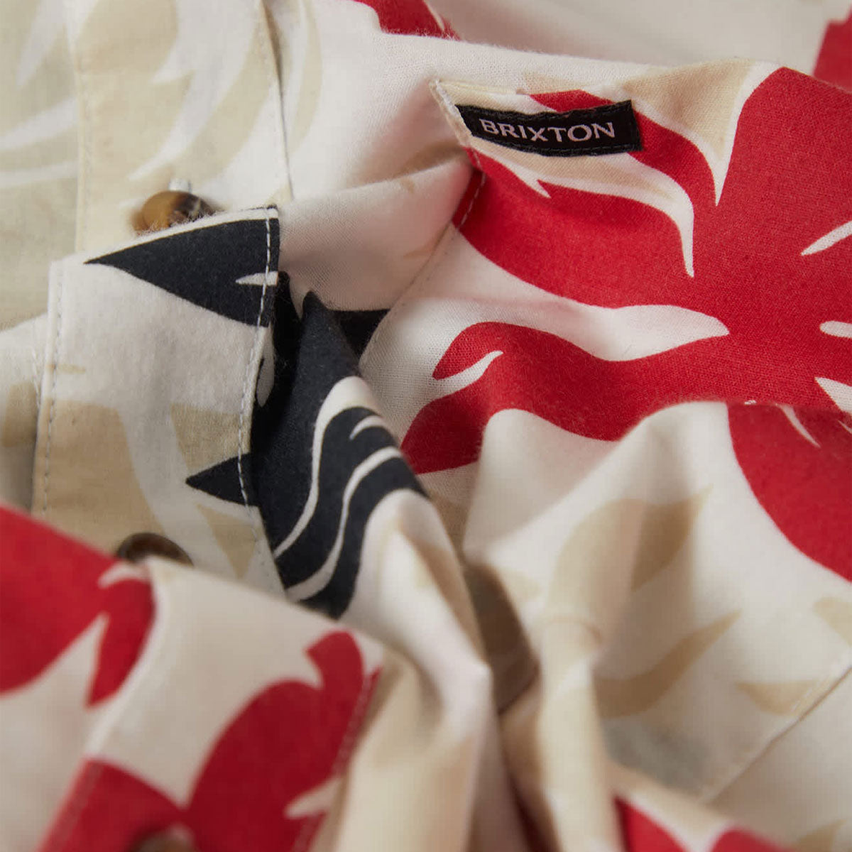 Brixton Charter Print Shirt - Off White/Black/Red Palm Floral image 5