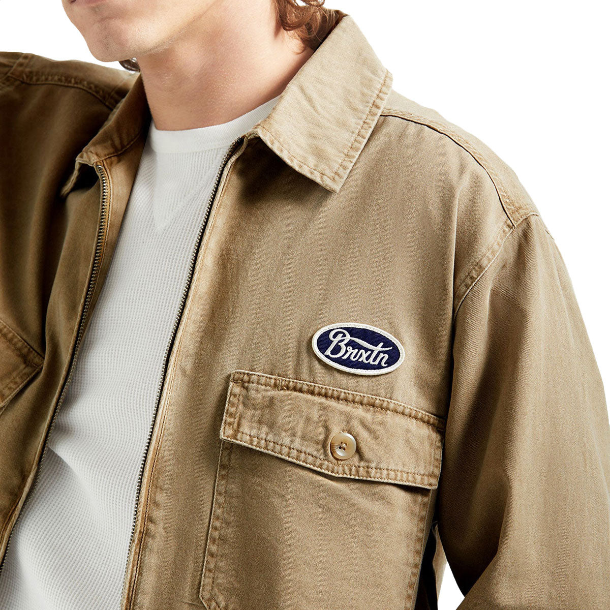 Brixton Trademark Lightweight Garage Jacket - Washed Khaki image 4