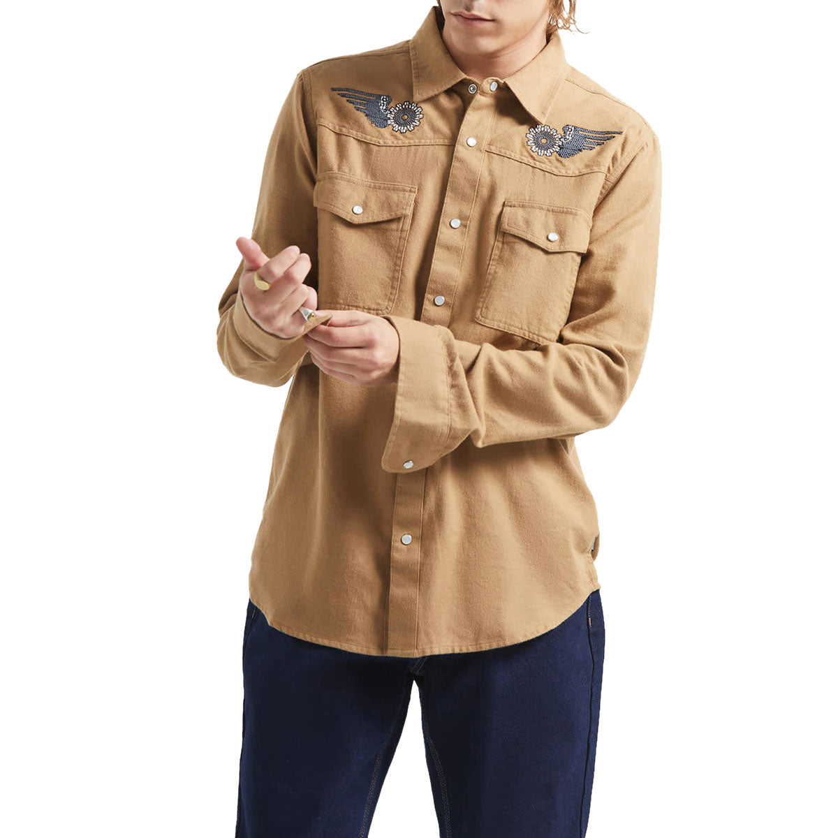 Brixton Waylon Lightweight Long Sleeve Over Shirt - Khaki image 1