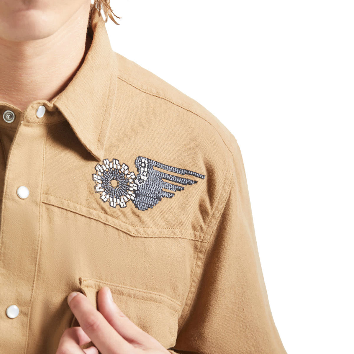 Brixton Waylon Lightweight Long Sleeve Over Shirt - Khaki image 4