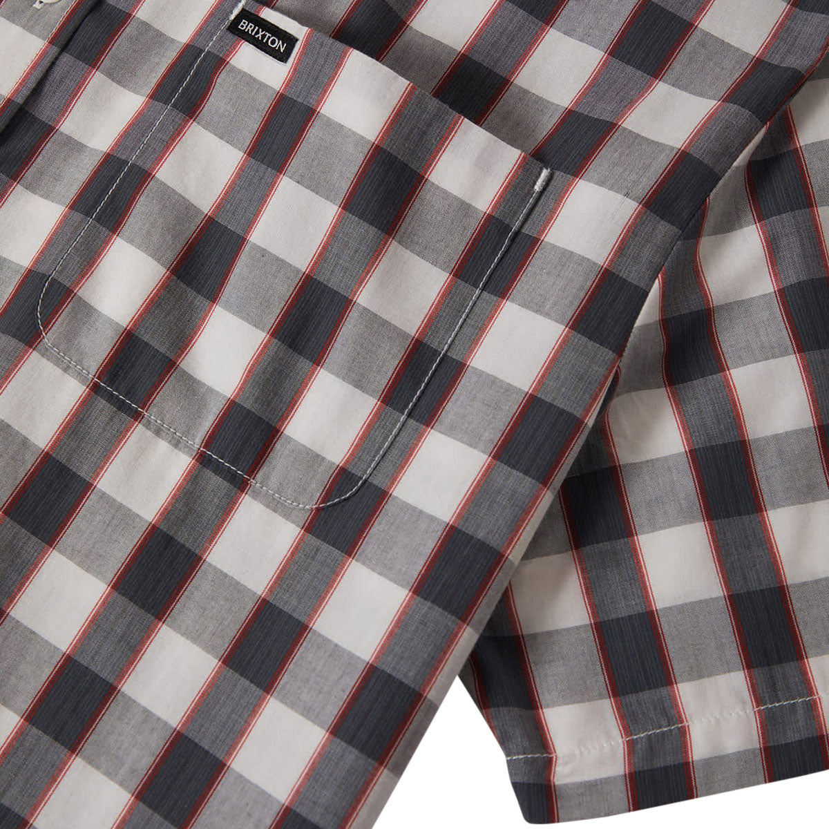 Brixton Cru Plaid Shirt - Black/Off White/Red image 2