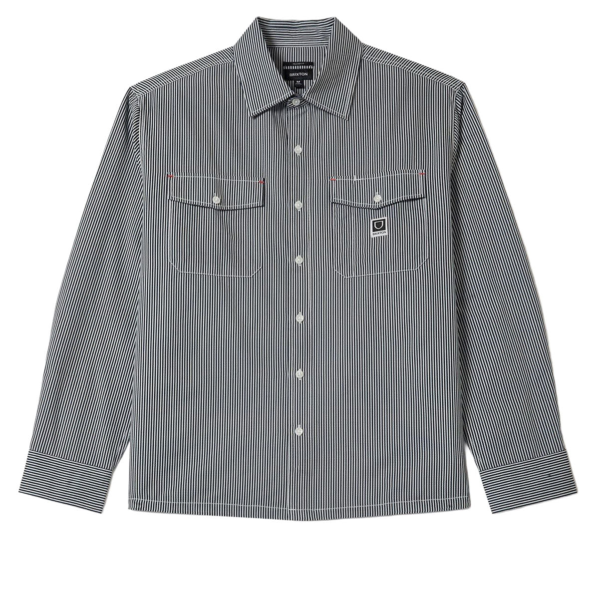 Brixton Journey Lightweight Long Sleeve Shirt - Navy/White Stripe image 1