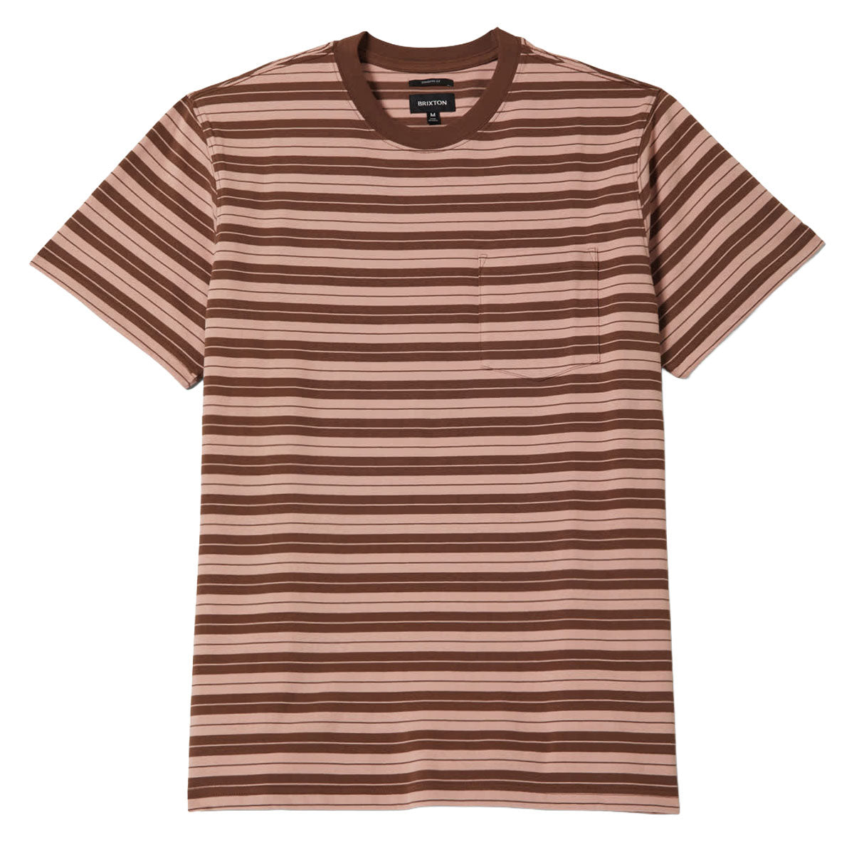 Brixton Nova Stripe Pocket T-Shirt - Pinecone Brown/Silver Pink Worn Wash image 1