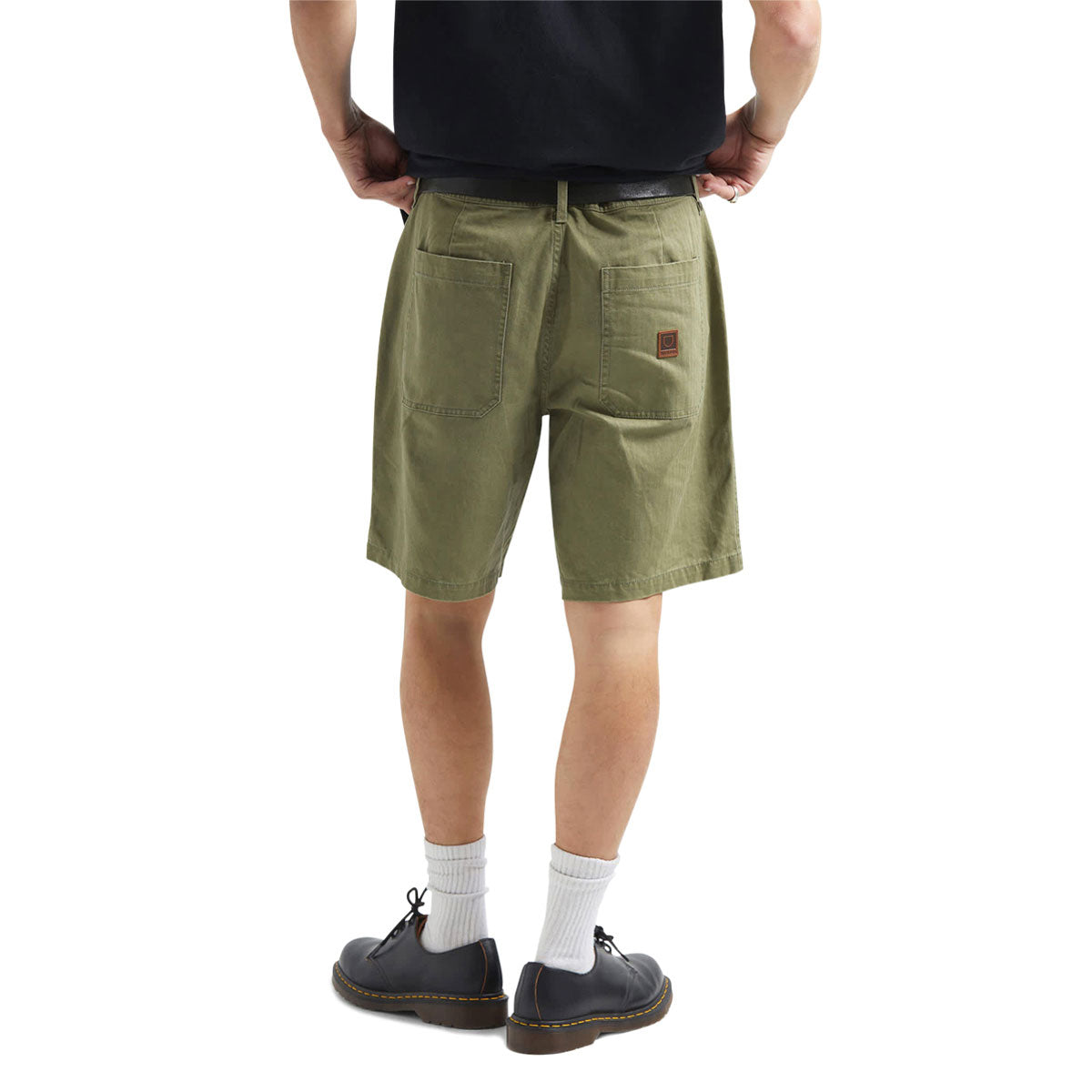 Brixton Surplus Vintage Wash Herringbone Shorts - Washed Olive Green image 4