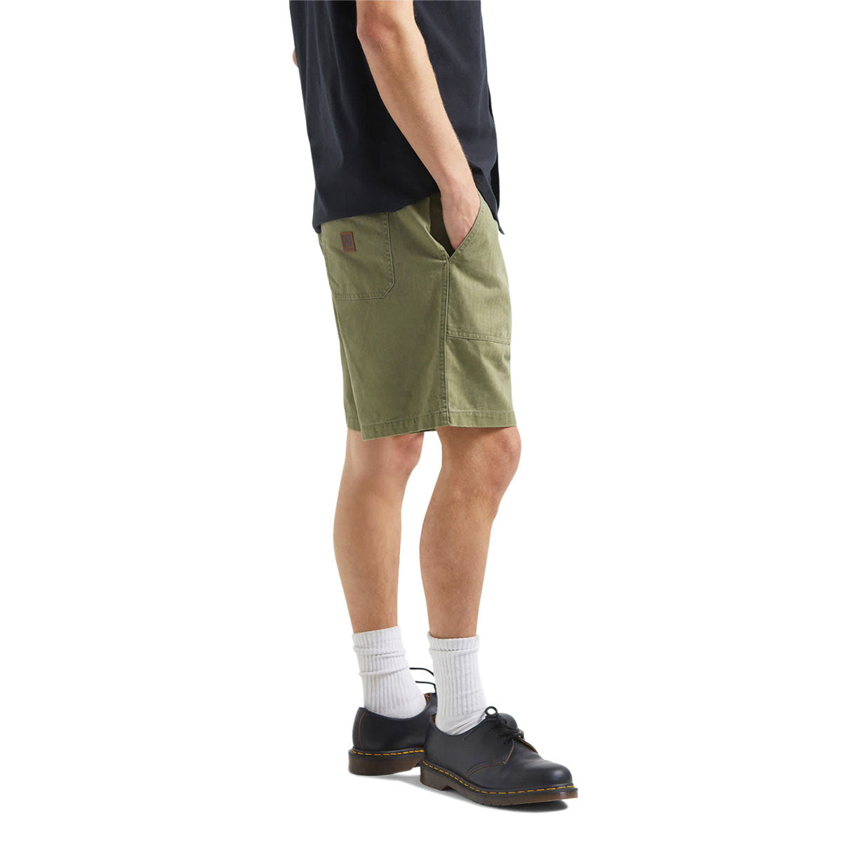 Brixton Surplus Vintage Wash Herringbone Shorts - Washed Olive Green image 5