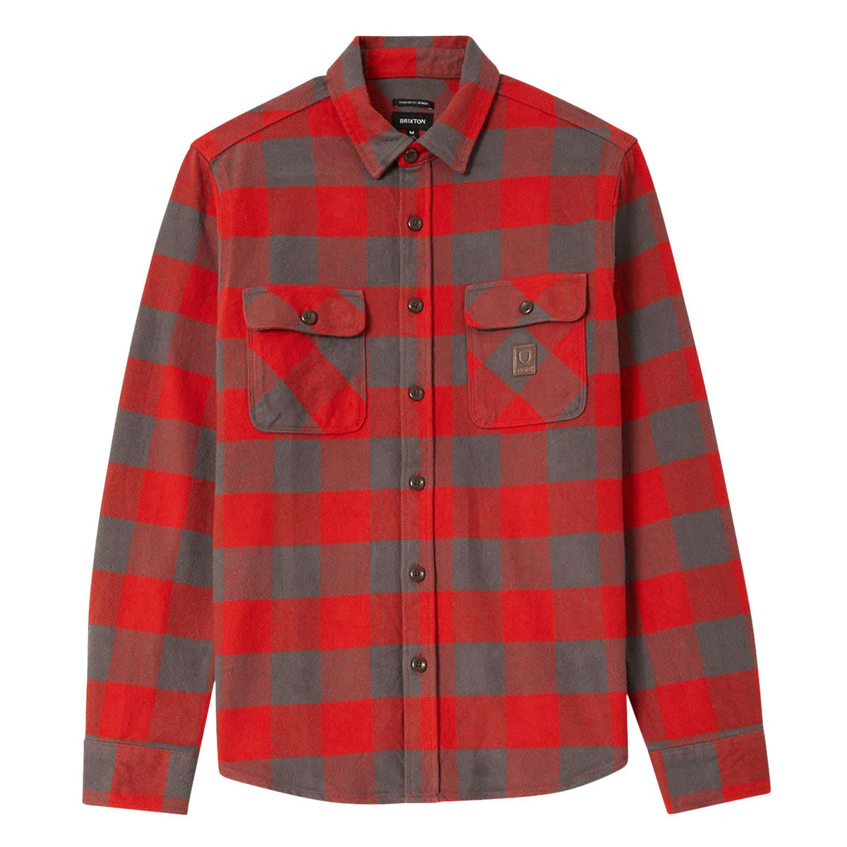 Brixton Bowery Heavyweight Flannel Shirt - Washed Red/Grey image 1