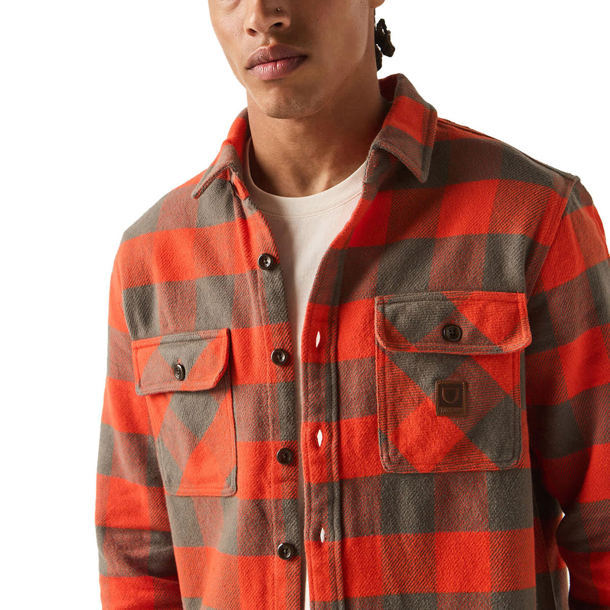 Brixton Bowery Heavyweight Flannel Shirt - Washed Red/Grey image 4