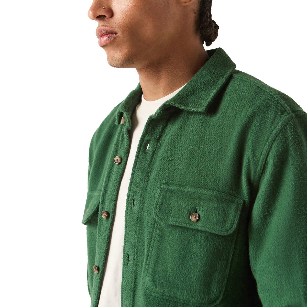 Brixton Bowery Textured Twill Over Shirt - Primal Green image 4