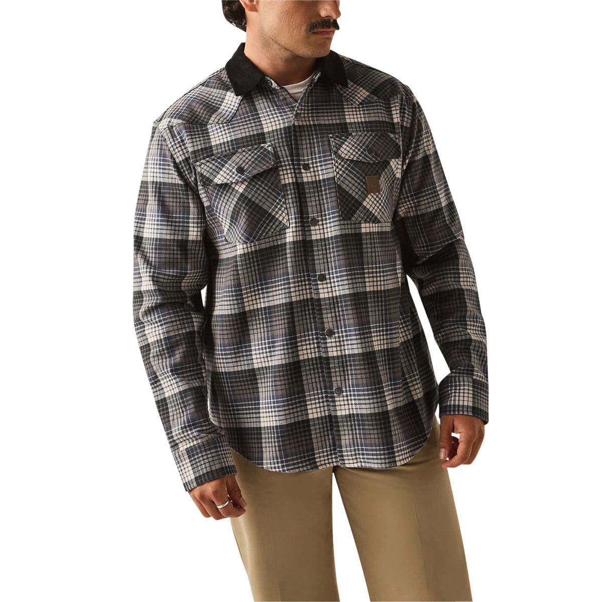 Brixton Bowery Builders Ranch Perf Flannel Shirt - Black/Navy image 2