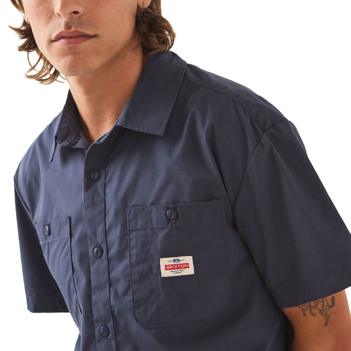 Brixton Trademark Woven Shirt - Washed Navy image 3