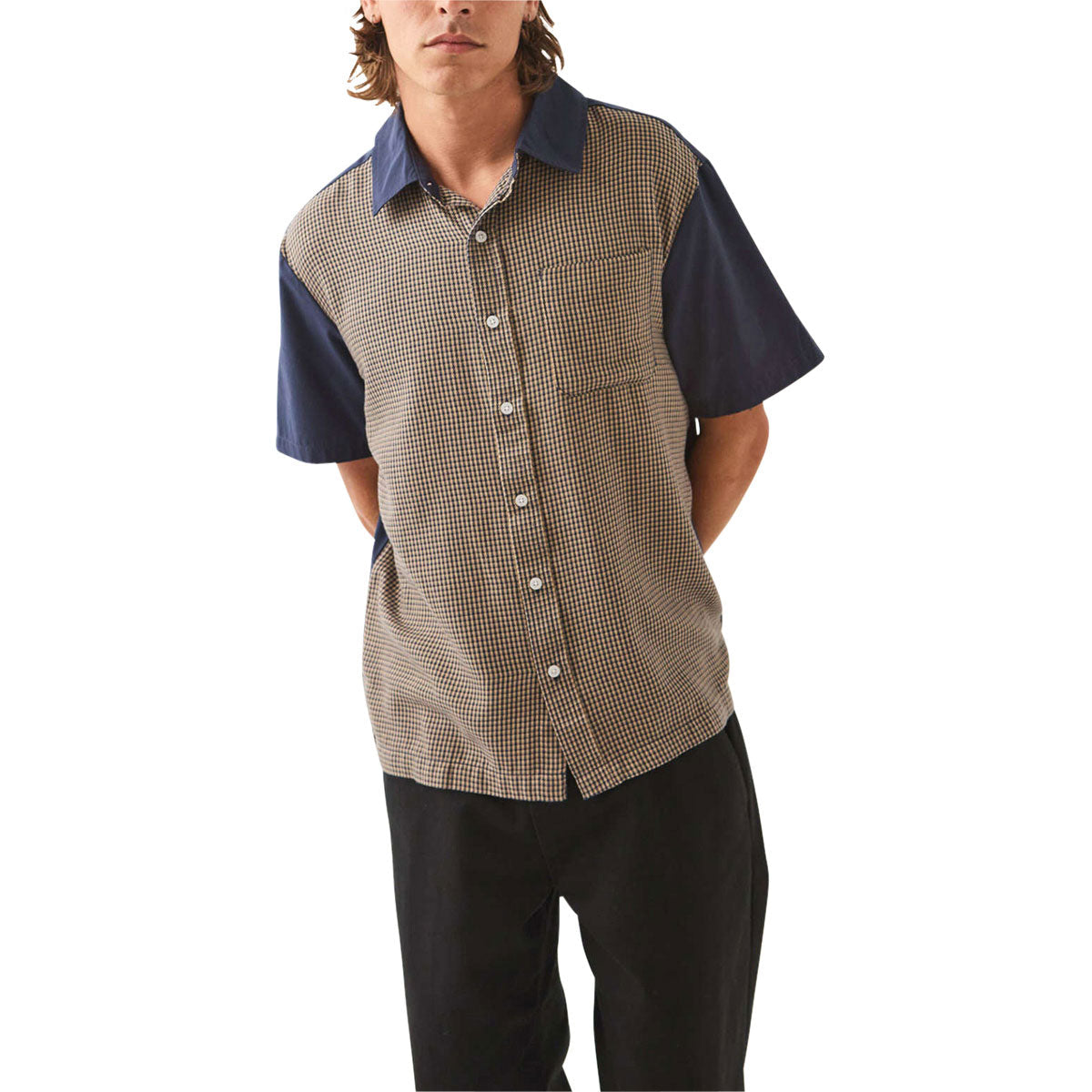 Brixton Cru Woven Shirt - Classic Navy Color Blocked image 2