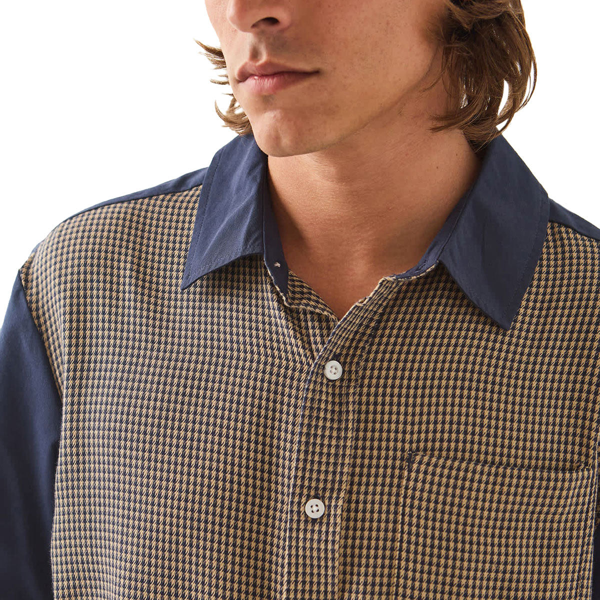 Brixton Cru Woven Shirt - Classic Navy Color Blocked image 4