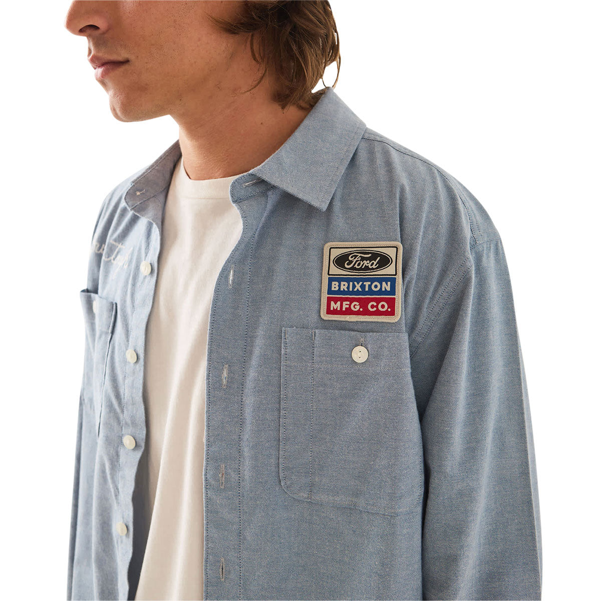 Brixton x Ford Service Dept Long Sleeve Work Shirt - Blue Chambray image 3
