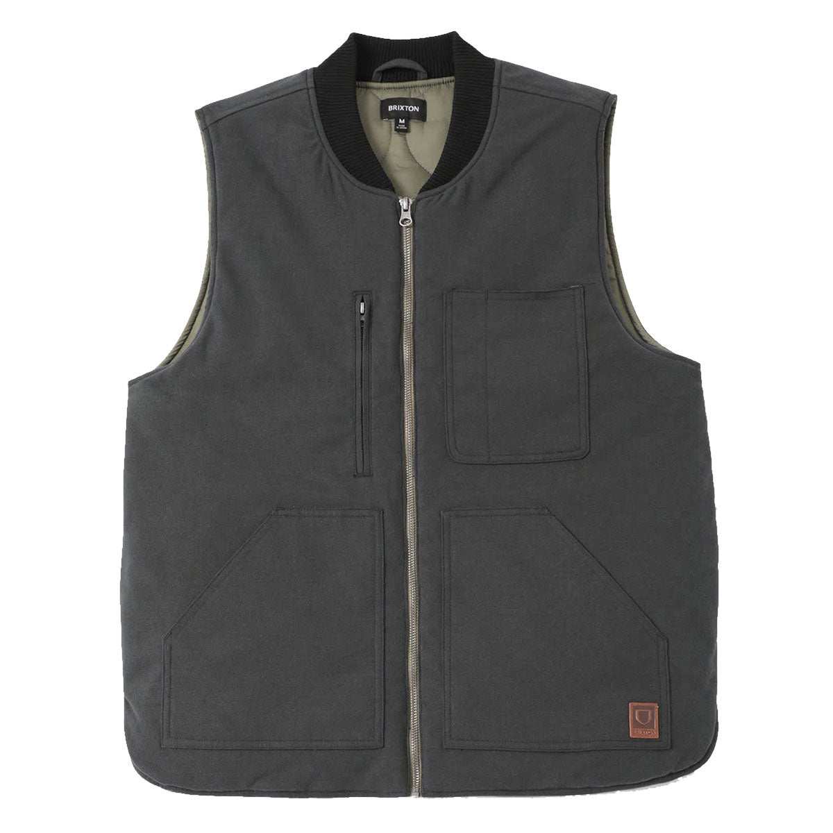 Brixton Builders Abraham Rev Vest Jacket - Black/Olive Surplus image 1