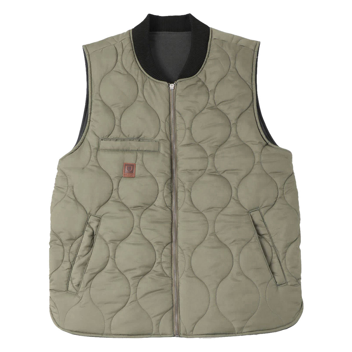 Brixton Builders Abraham Rev Vest Jacket - Black/Olive Surplus image 2