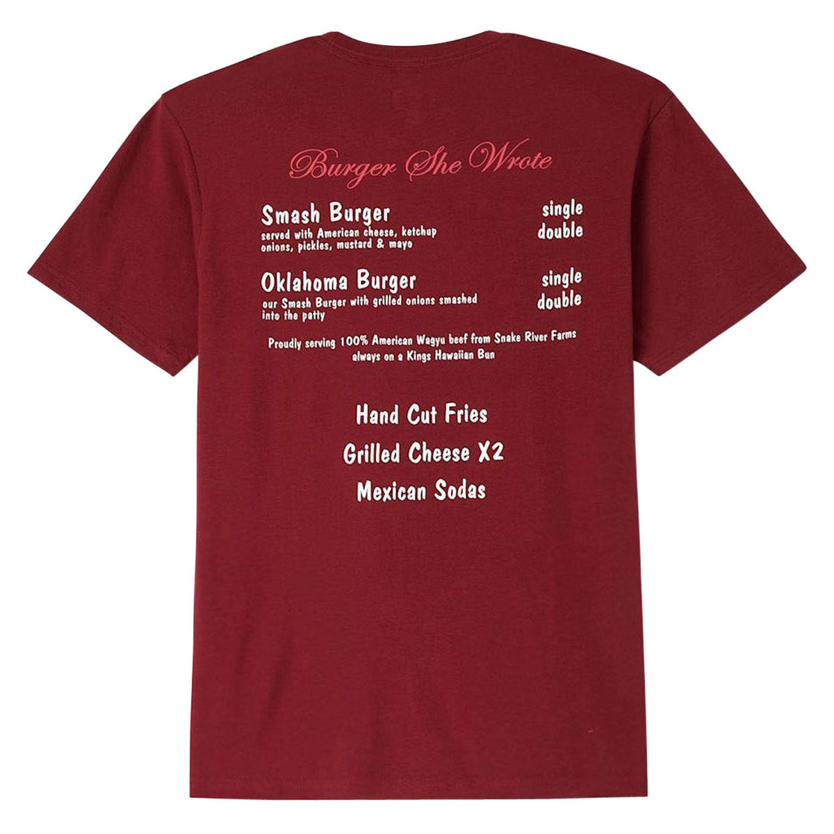 Brixton Burger She Wrote Pocket T-Shirt - Burgundy image 2