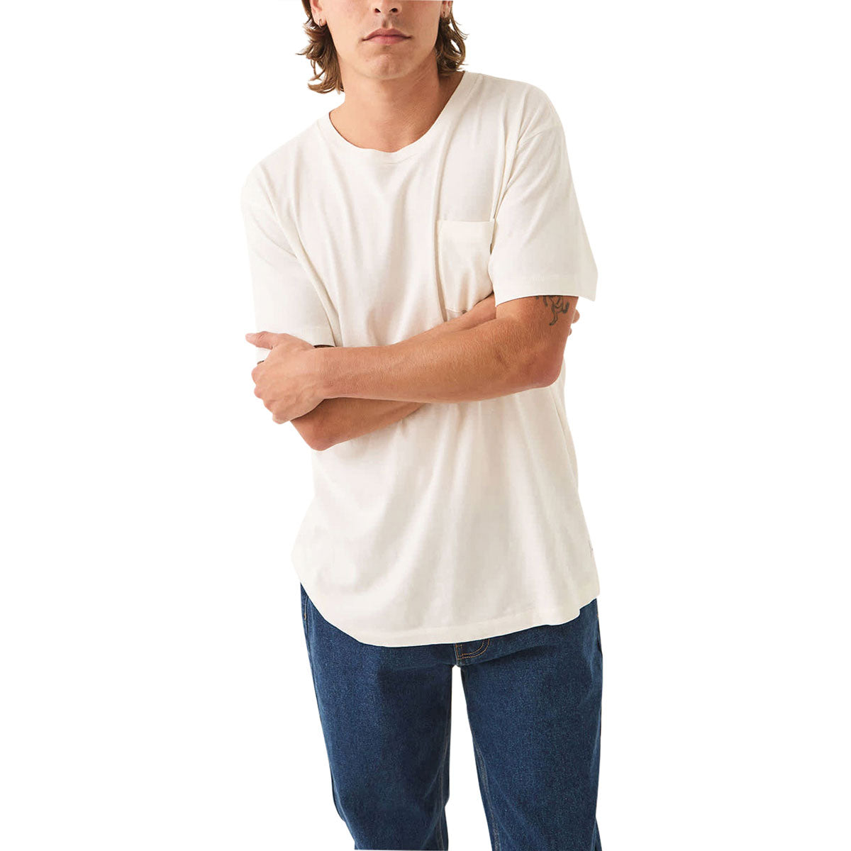 Brixton Baseline Pocket T-Shirt - Off White Vintage Wash image 2