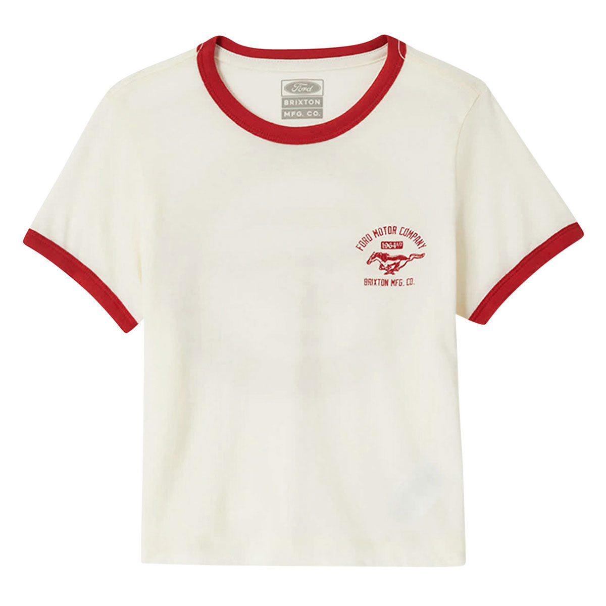Brixton x Ford Womens Mustang Baby Ringer T-Shirt - Wimbledon White image 1