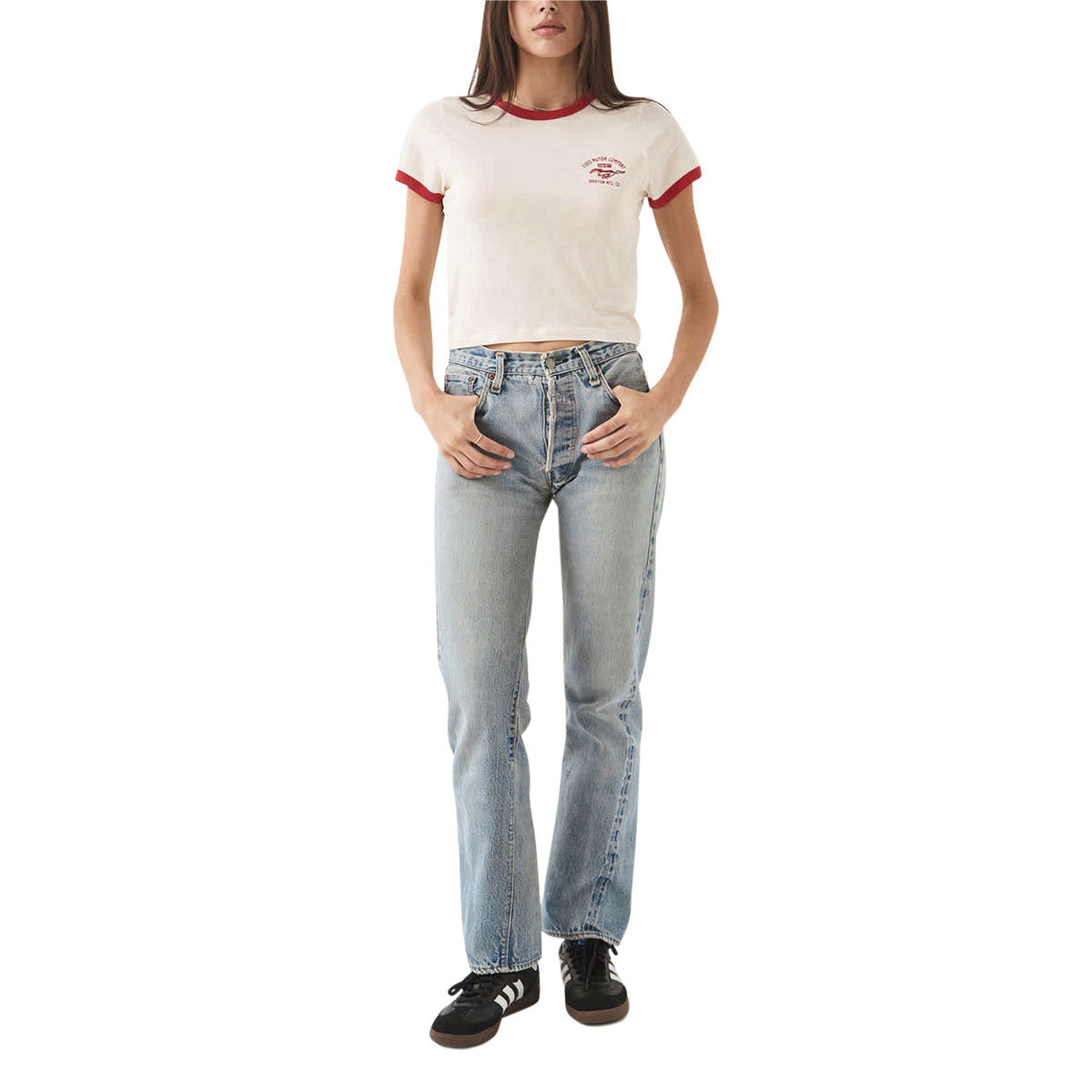 Brixton x Ford Womens Mustang Baby Ringer T-Shirt - Wimbledon White image 2