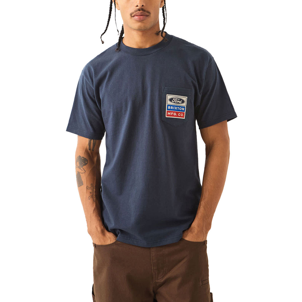 Brixton x Ford Service Dept Pocket T-Shirt - American Navy image 4