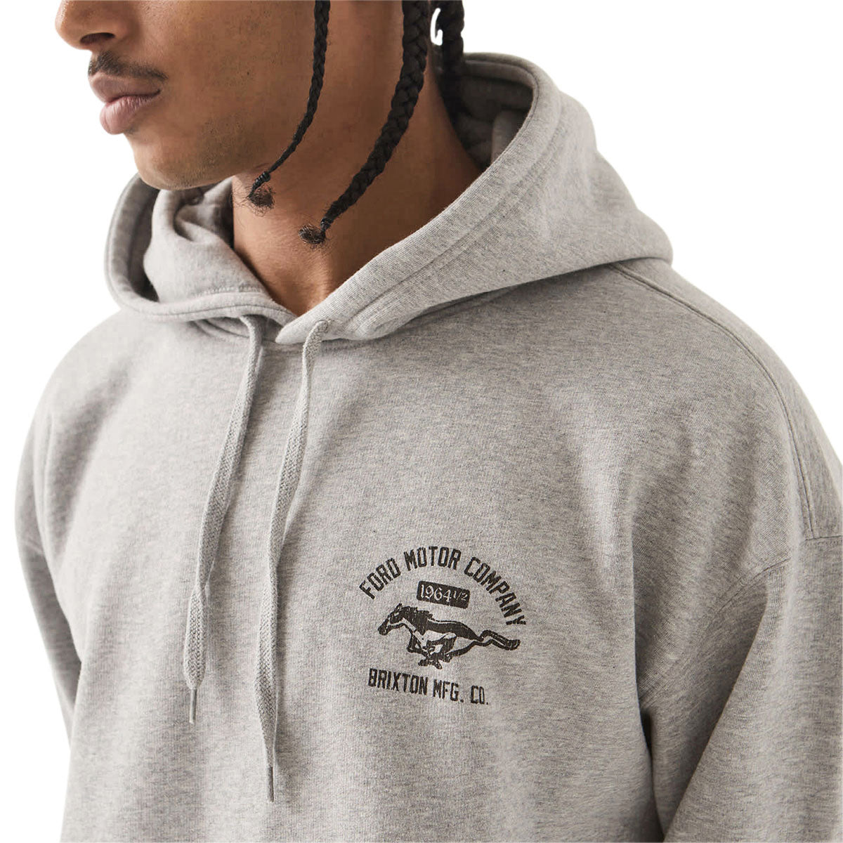 Brixton x Ford Mustang Hoodie - Heather Grey image 3