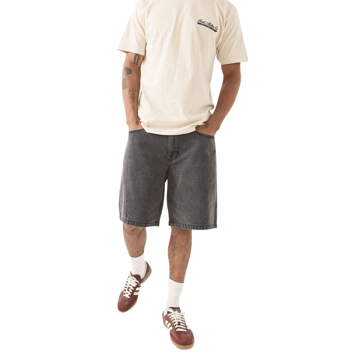 Brixton Relaxed Shorts - Washed Black Denim image 2