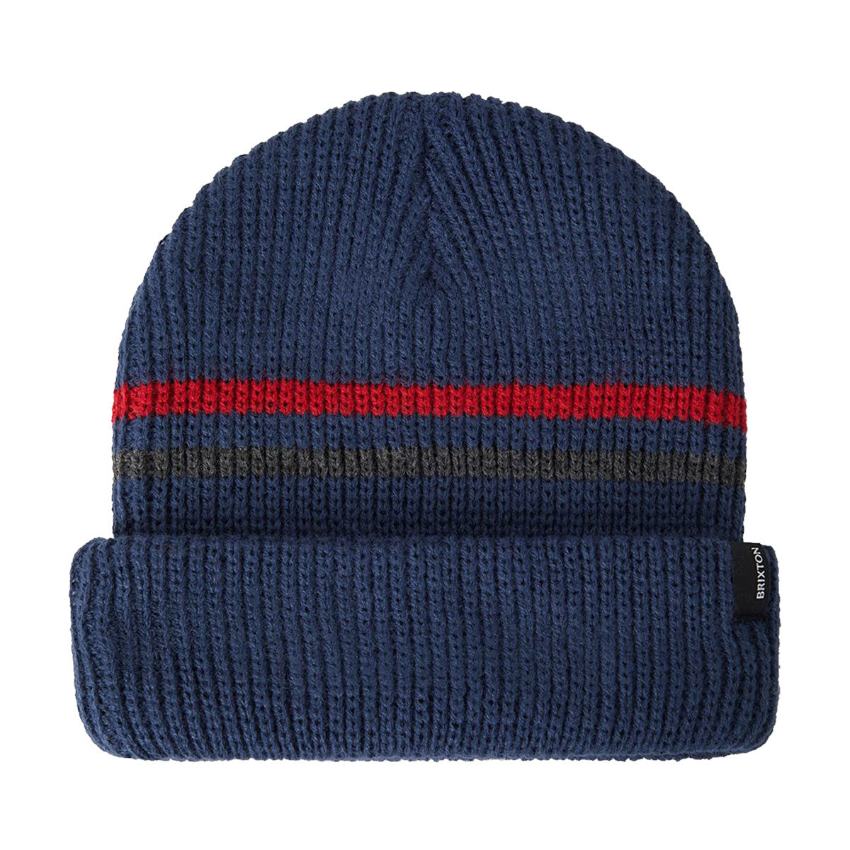 Brixton Chunky Heist Beanie - Washed Navy/Heather Grey/Crimson image 1
