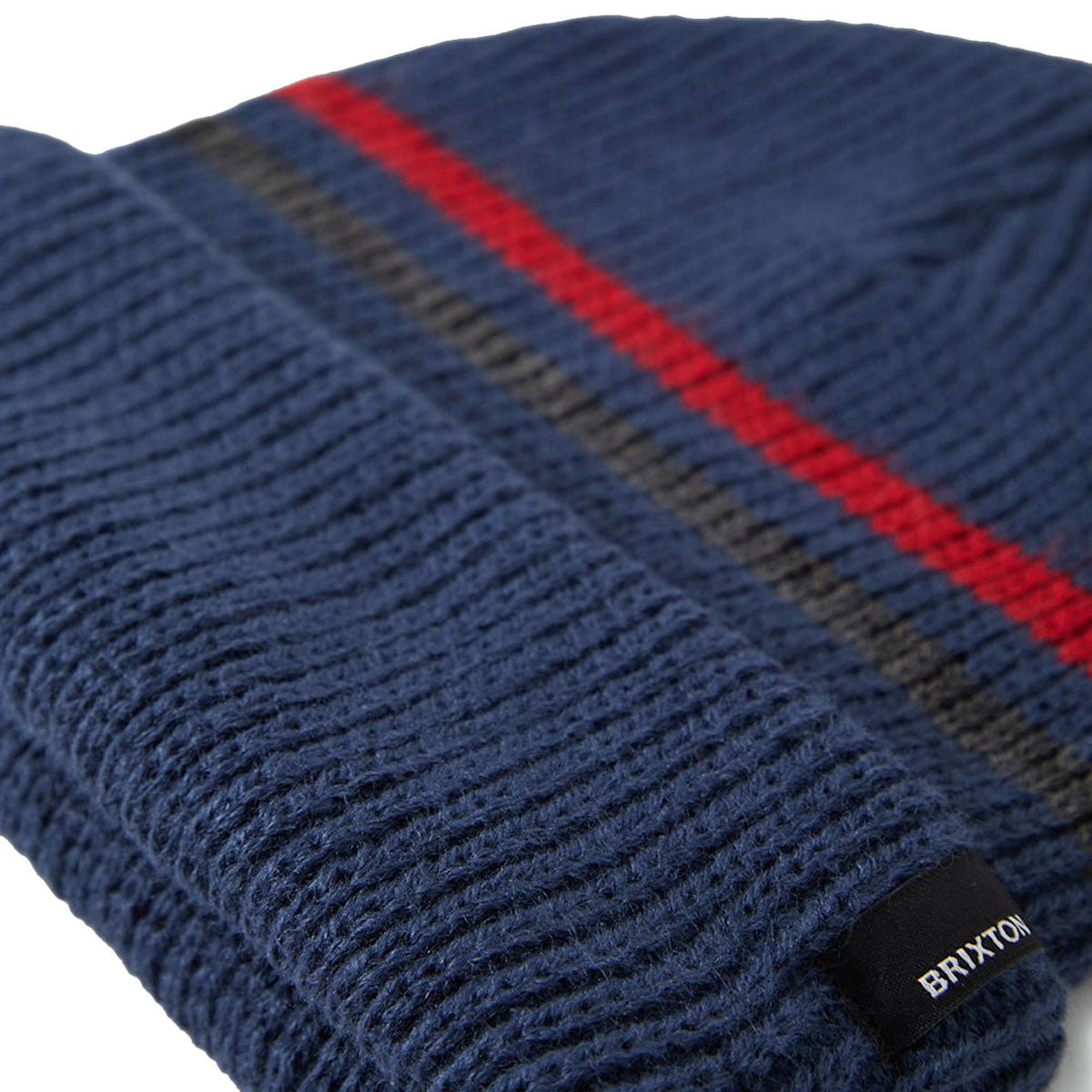 Brixton Chunky Heist Beanie - Washed Navy/Heather Grey/Crimson image 2