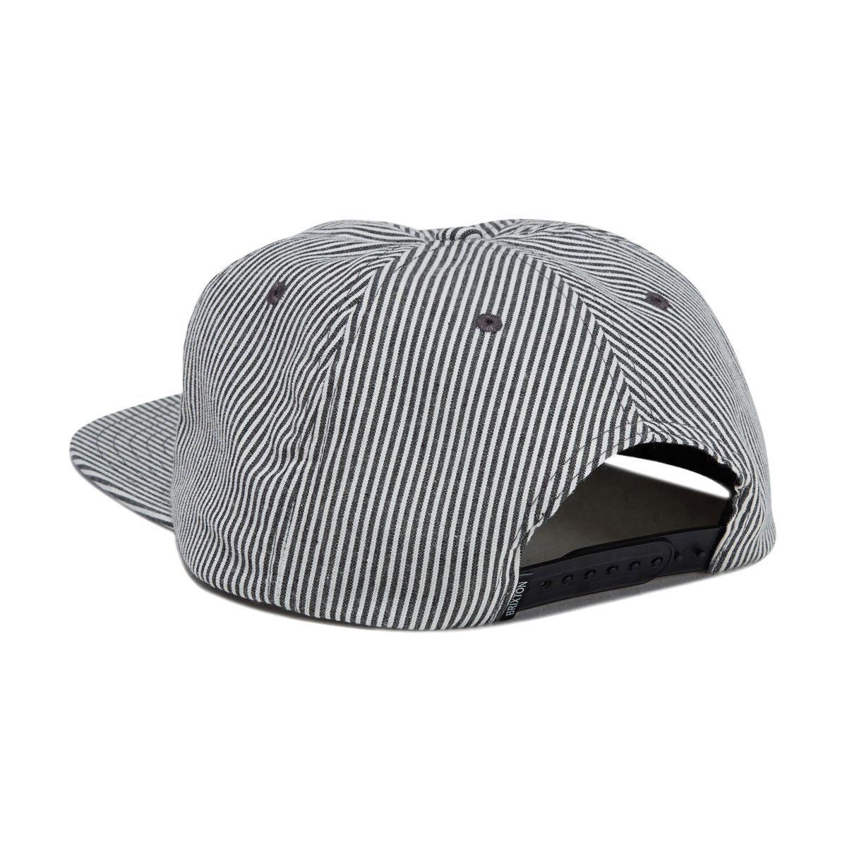 Brixton 76 Finish Line Snapback Hat - Navy/Off White Hickory Stripe image 2
