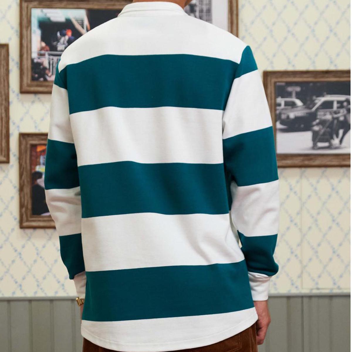 Helas Yard Long Sleeve Polo Shirt - White/Green image 3