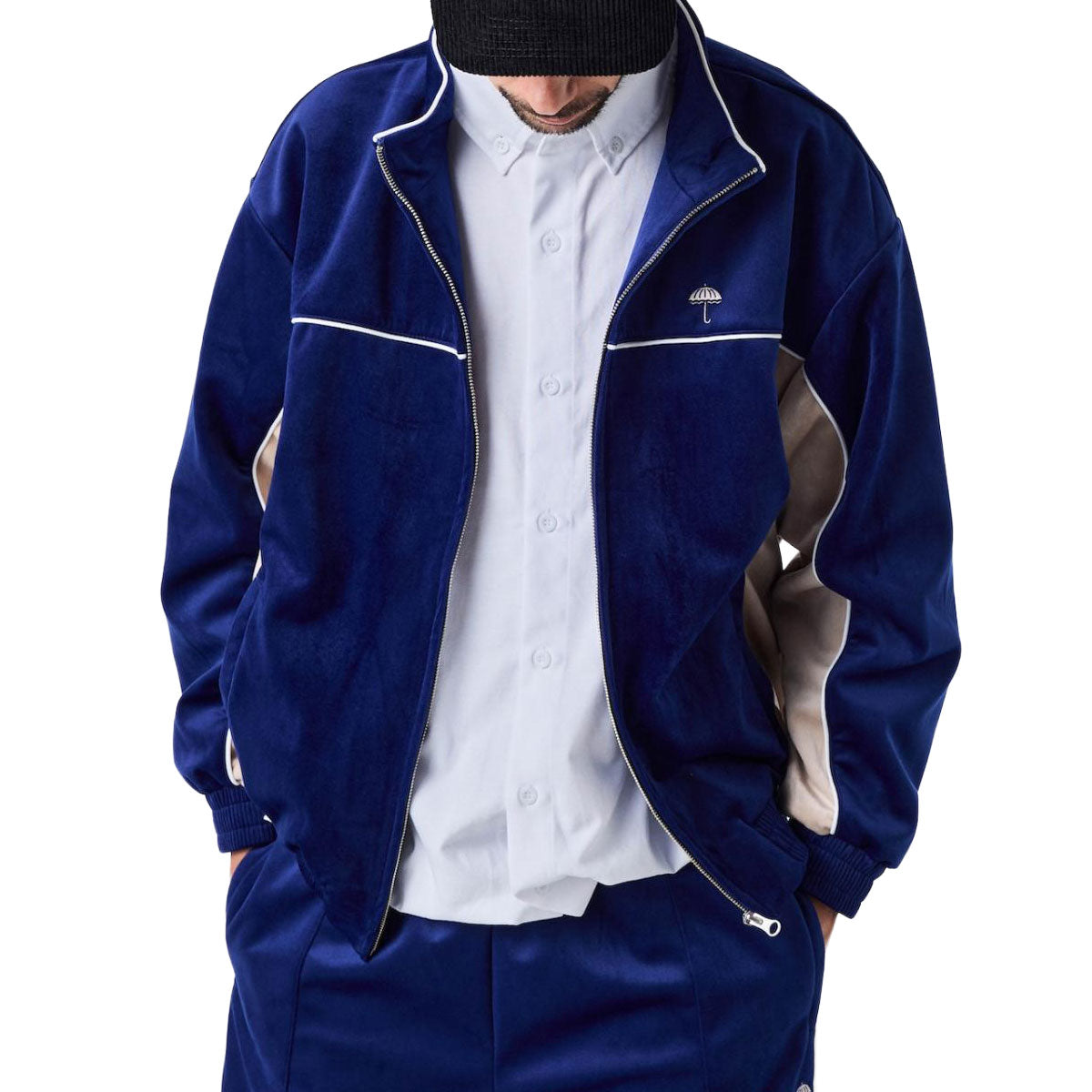Helas Donny Tracksuit Jacket - Navy/Beige image 1