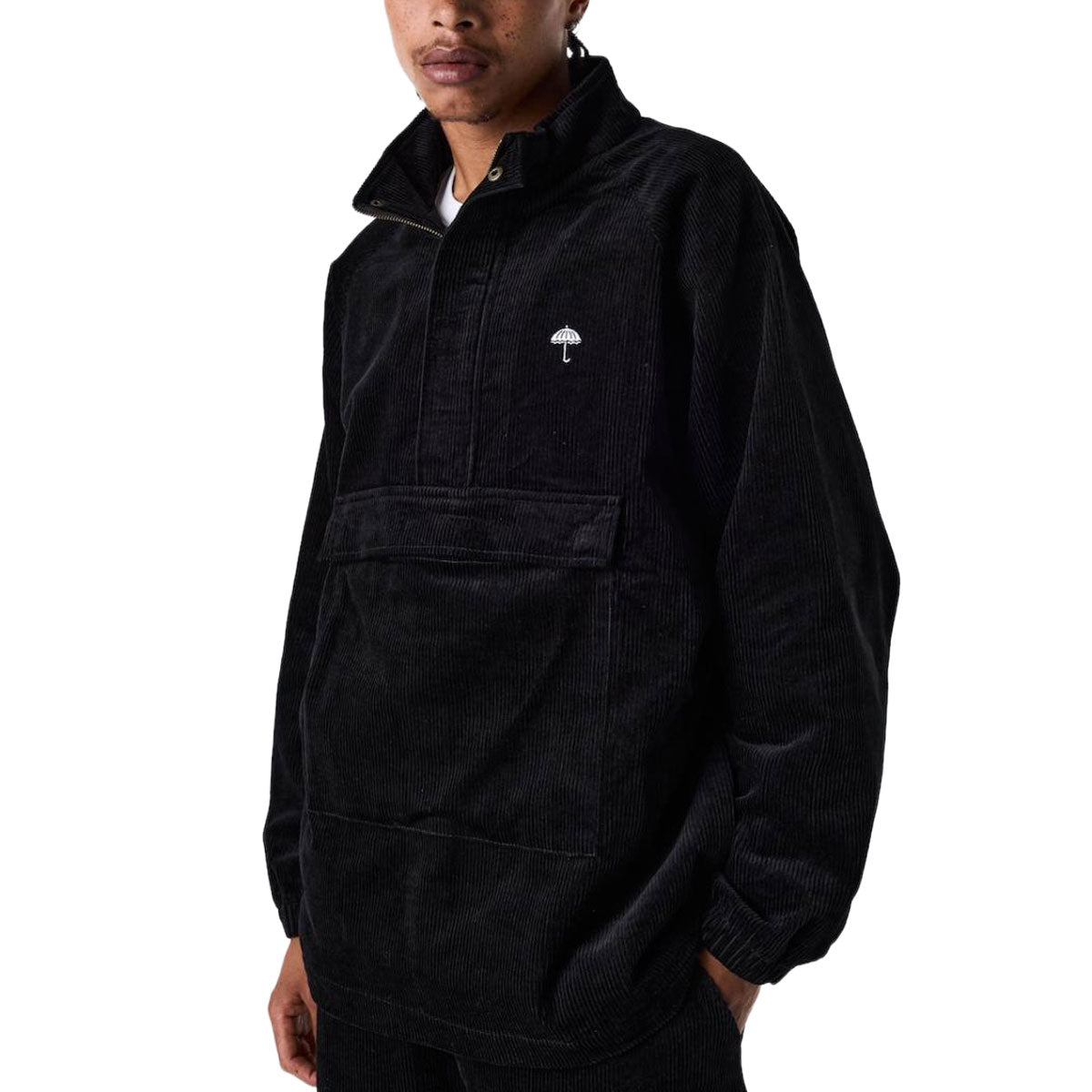 Helas Classic Corduroy Quarter Zip Jacket - Black image 1