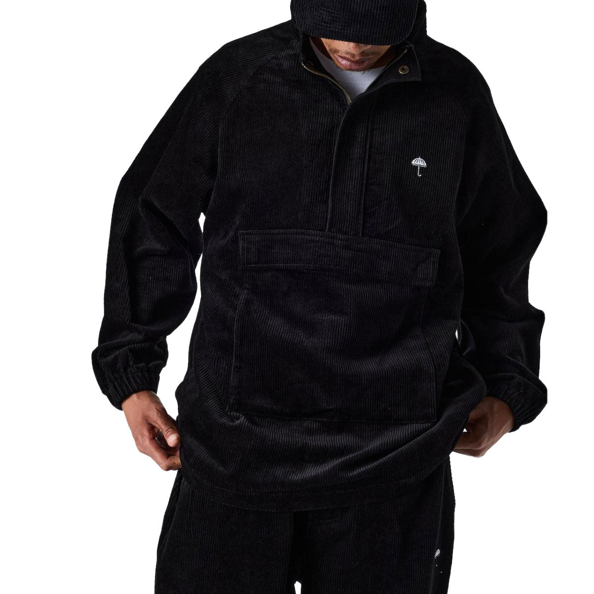 Helas Classic Corduroy Quarter Zip Jacket - Black image 2