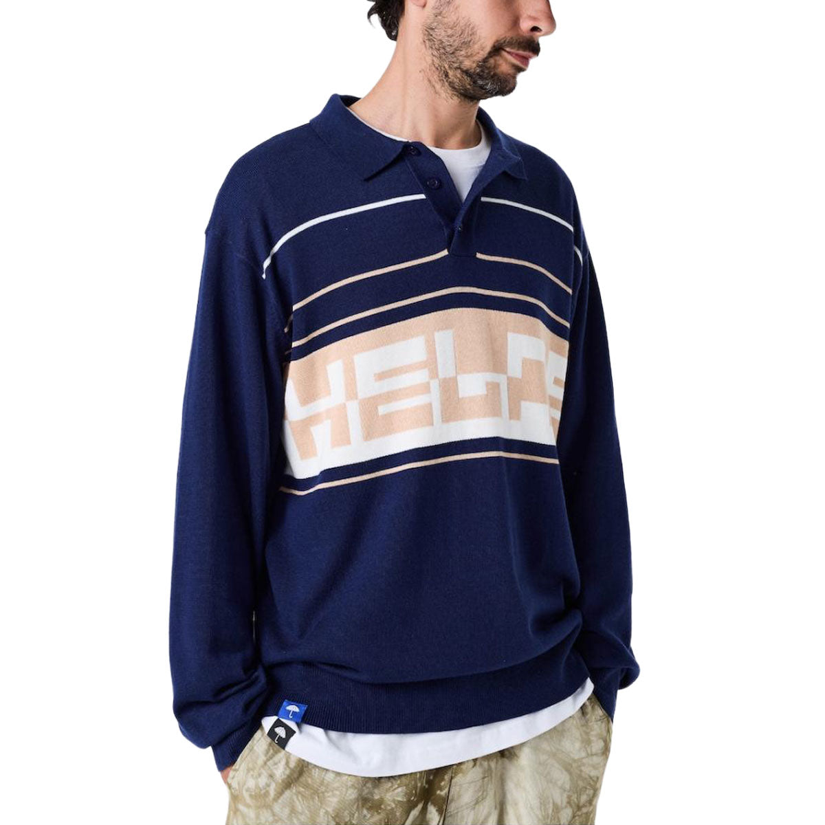 Helas Pulo Polo Long Sleeve Knit Shirt - Navy image 2