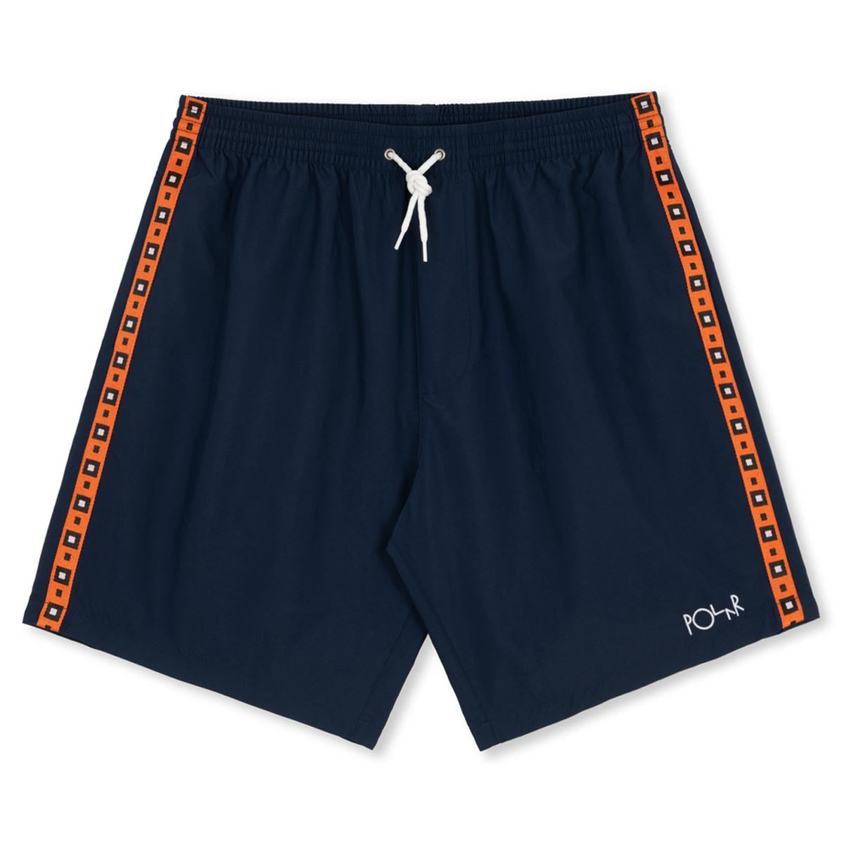 Polar Swim Square Stripe Shorts - Navy/Orange image 1