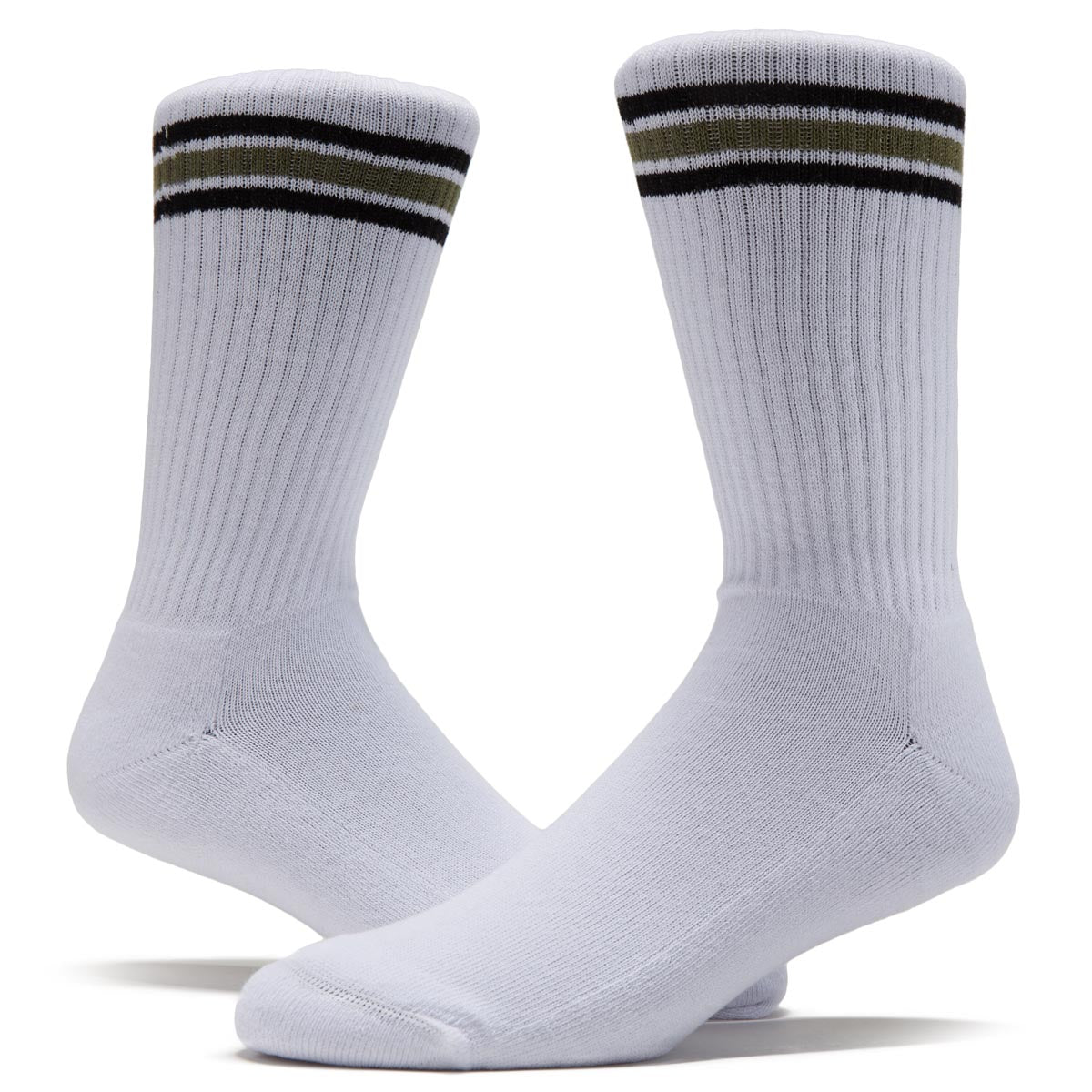 Polar Rib Stripe Socks - White/Black/Sage image 2