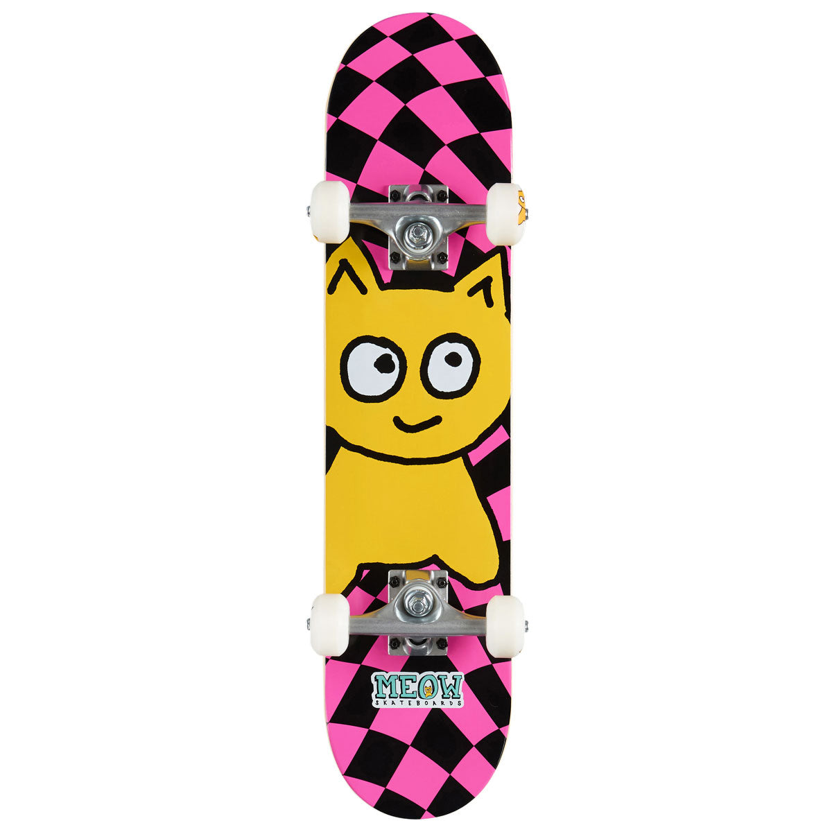 Meow Big Cat Soft Top Skateboard Complete - Checker Twist Pink - 6.50