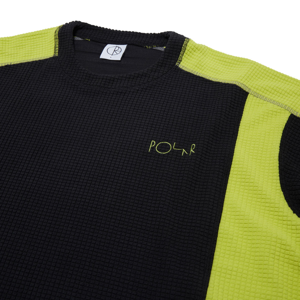 Polar Grid Fleece Sweater - Black/Chartreuse image 3