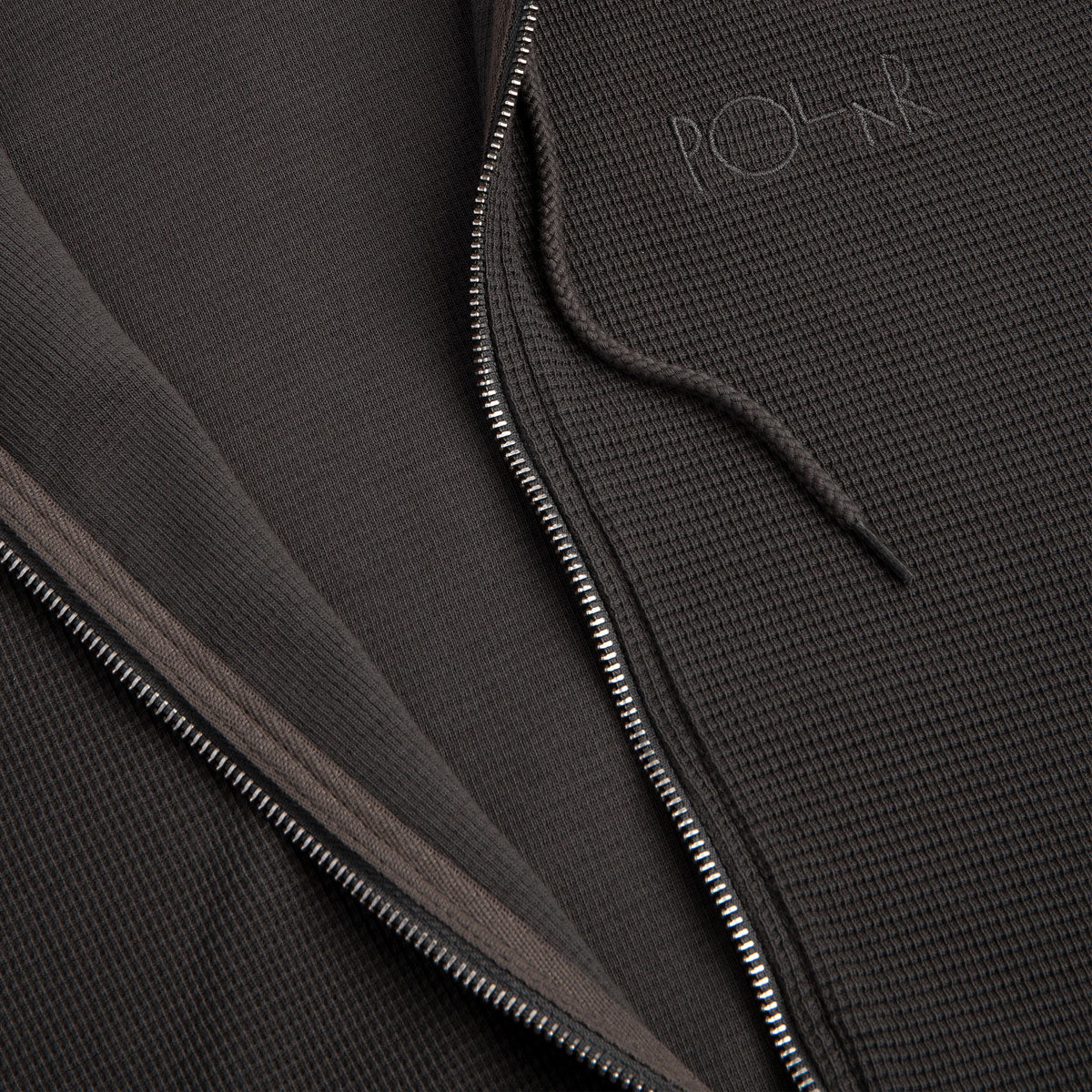 Polar Waffle Zip Hoodie - Dirty Black image 4