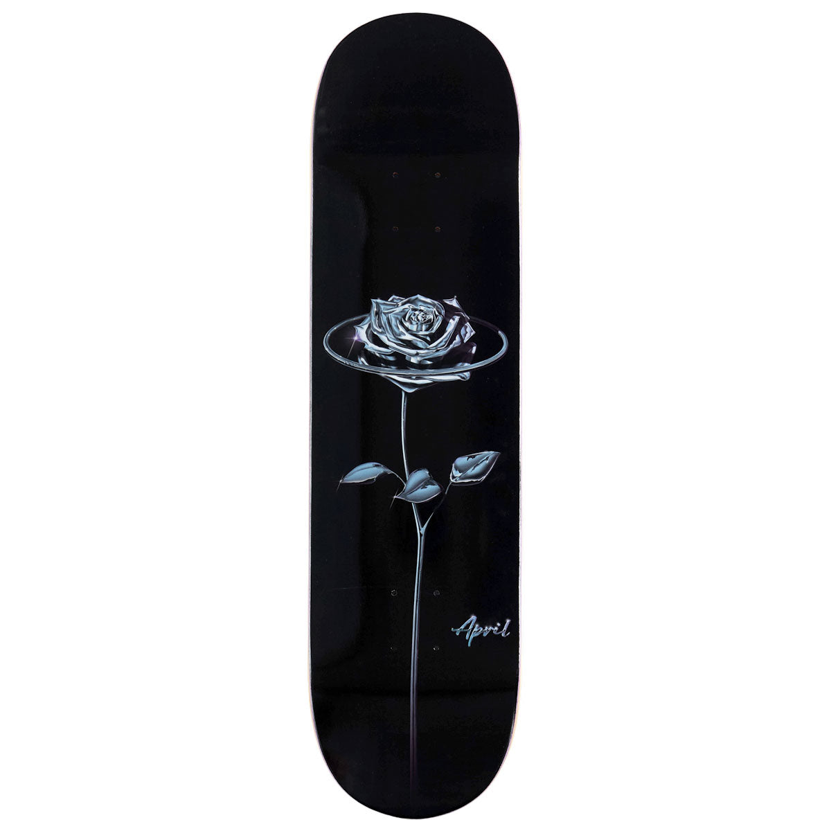 April Chrome Rose Skateboard Deck - Black - 8.25