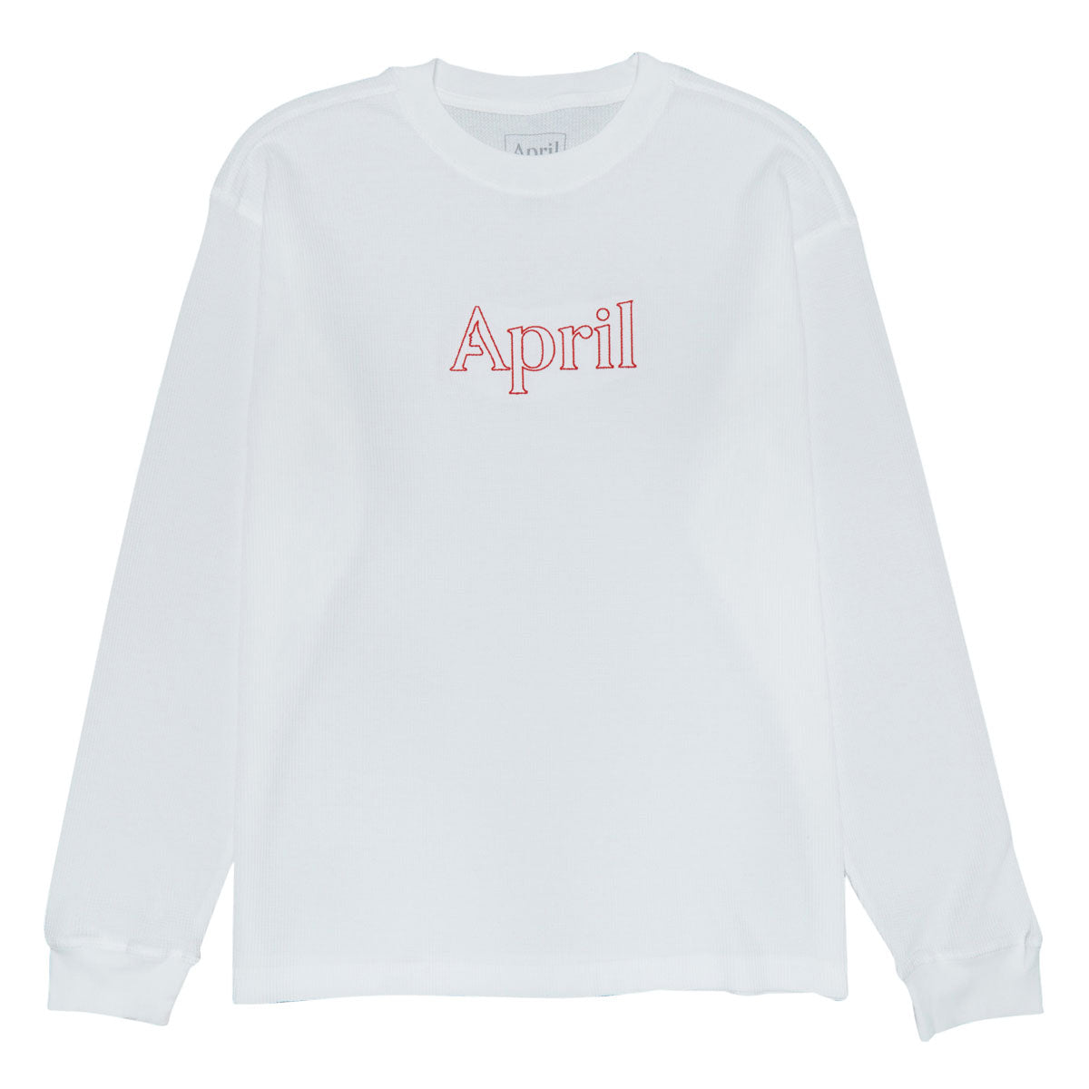 April Thermal Long Sleeve Shirt - White/Red Embroidery image 1