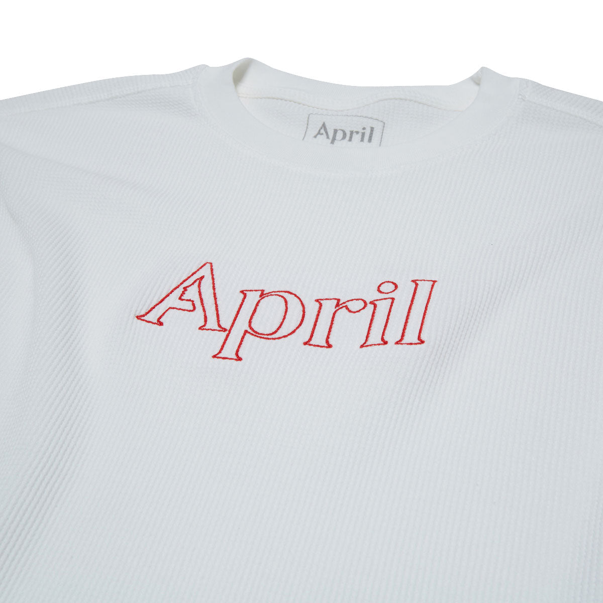 April Thermal Long Sleeve Shirt - White/Red Embroidery image 2
