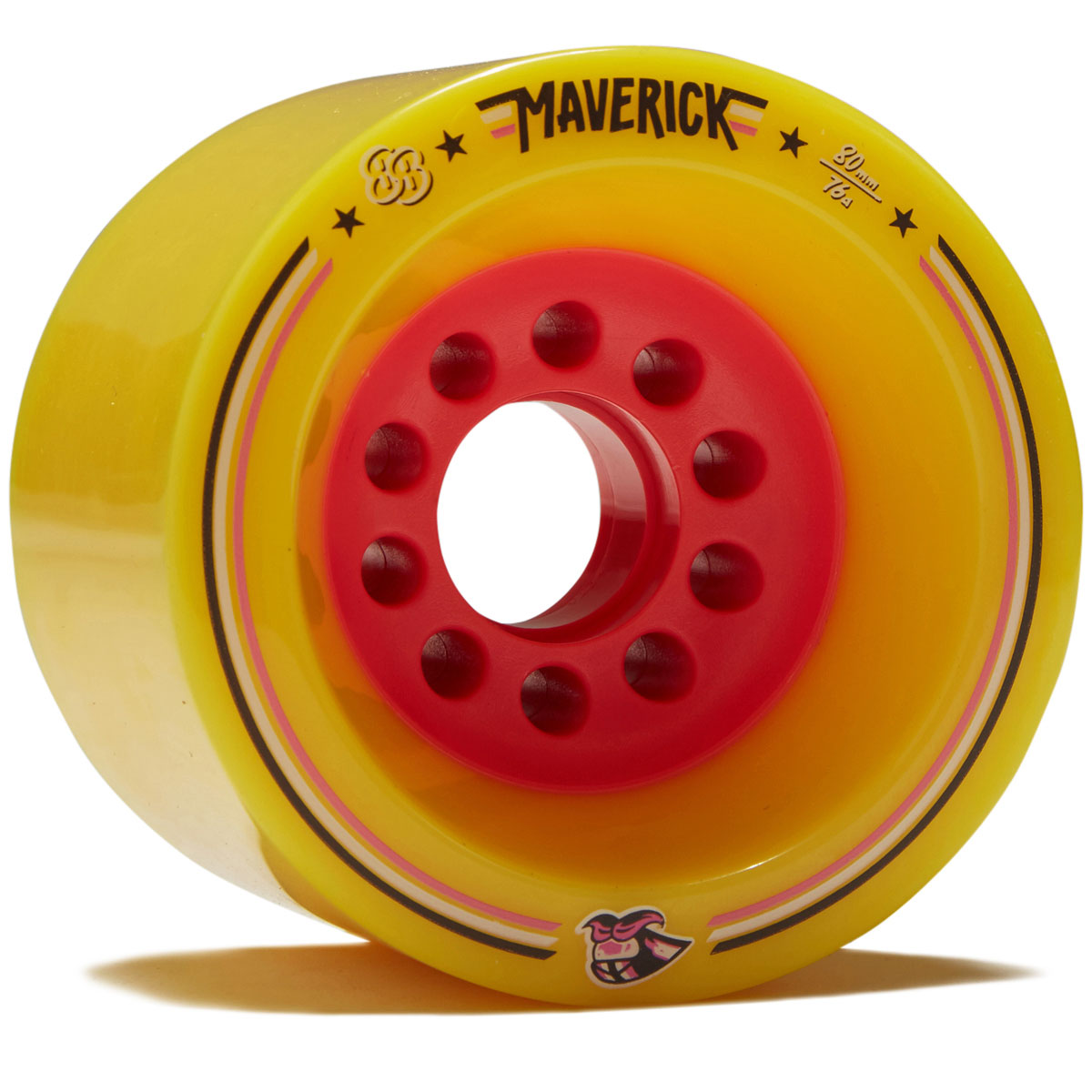 88 Wheel Co Maverick Downhill 76a Longboard Wheels - Yellow - 80mm image 1