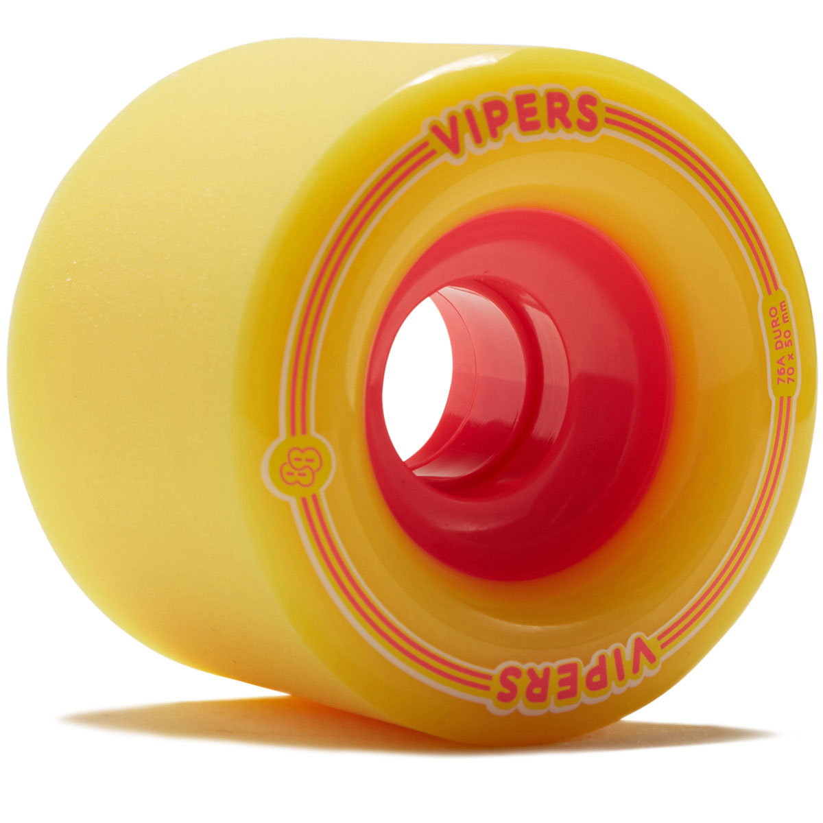 88 Wheel Co Viper Freeride 76a Longboard Wheels - Yellow - 70mm image 1