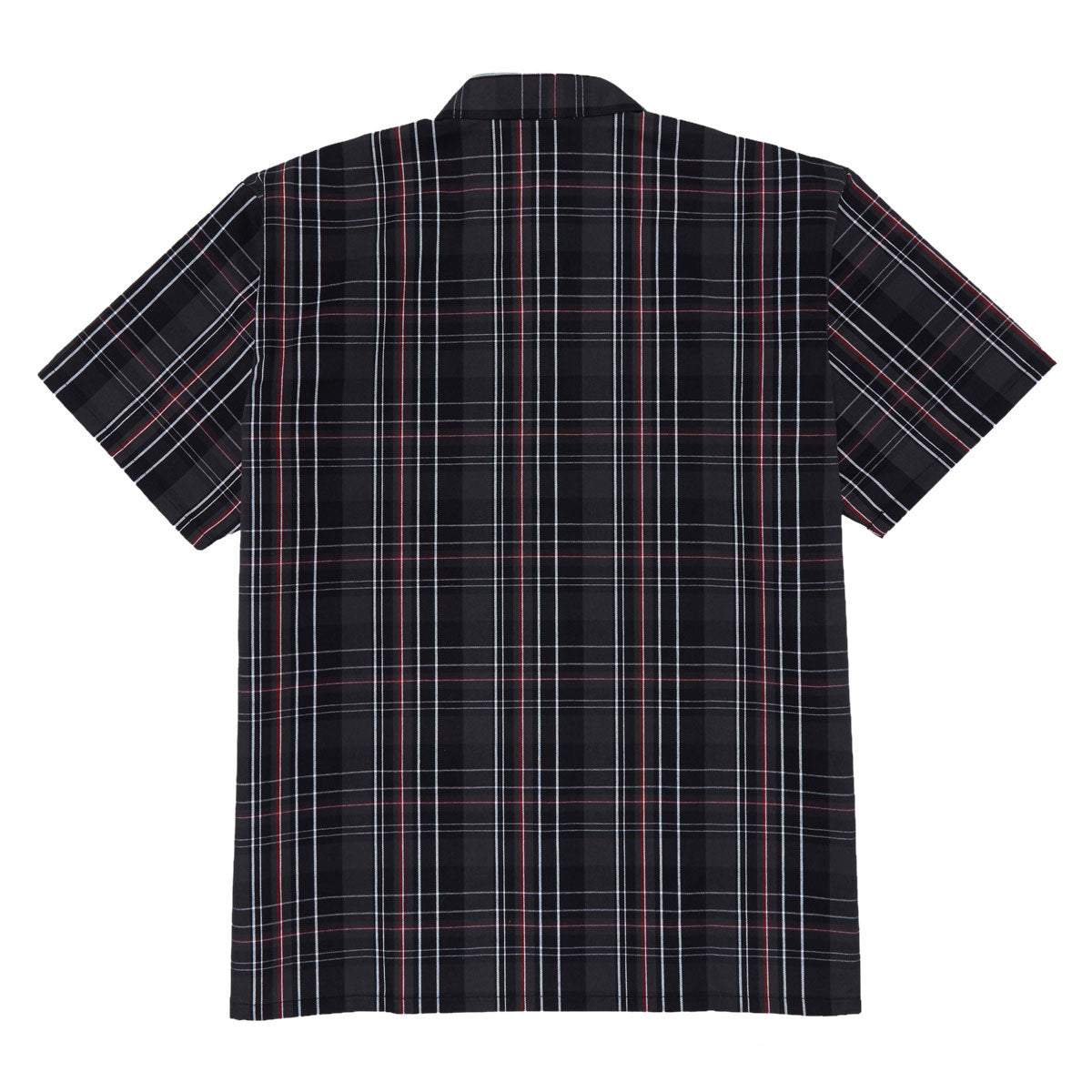 Ben Davis Short Sleeved Plaid 1/2 Zip Shirt - Black/Grey/Red image 2
